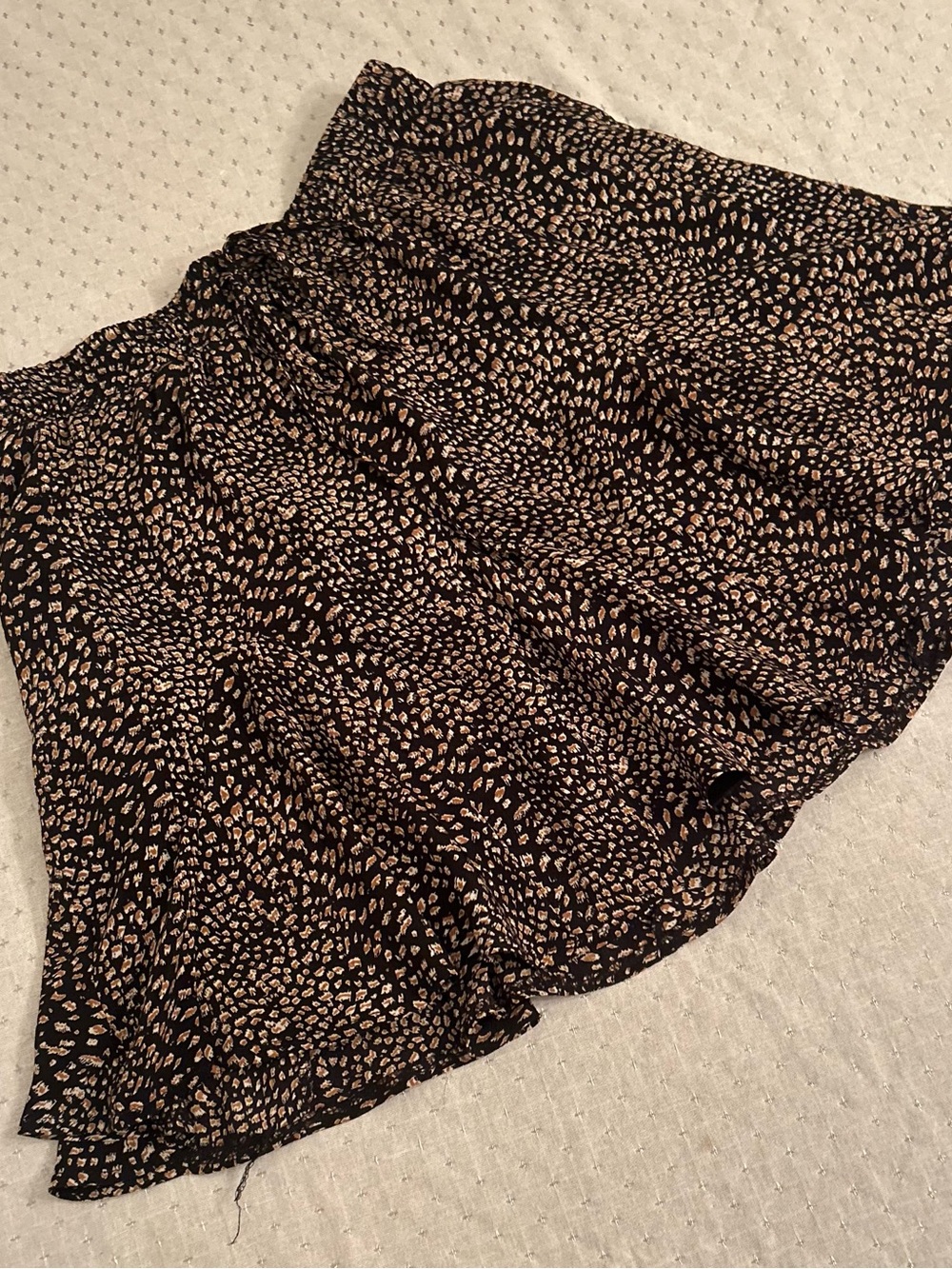 Listicle vintage black Brown Leopard Print A-Line Pull-On Skirt Elastic Waist L